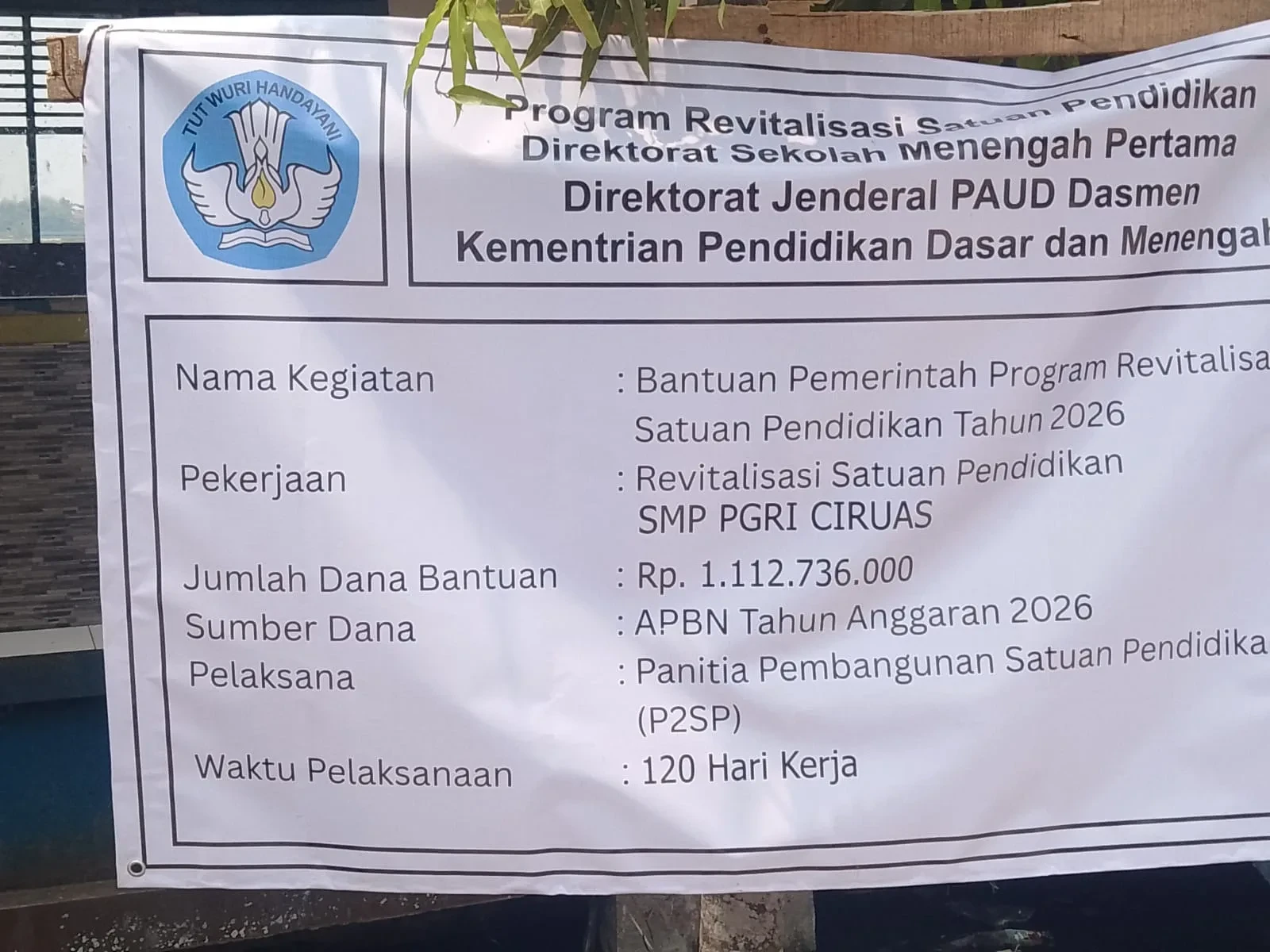 Disorot Pemberitaan, Polsek Ciruas Langsung Cek Proyek Rehabilitasi SMP PGRI