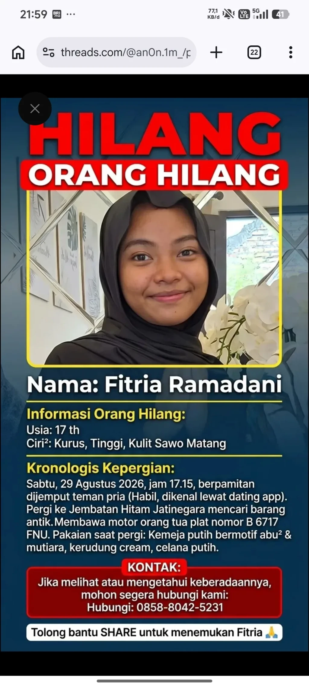 Misteri Hilangnya Fitria Ramadani, Remaja 17 Tahun Kayu Manis yang Pergi Bersama Teman
