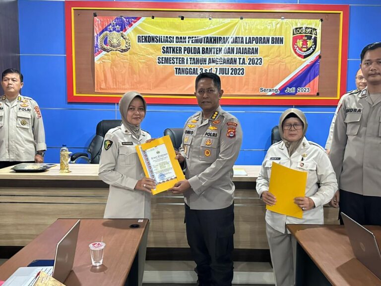 Biro Logistik Polda Banten Laksanakan Rekonsiliasi dan Pemutahiran Data BMN Tahun 2023