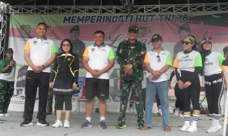 Meriahkan HUT Ke 78 TNI, Kodim 0602/Serang Olahraga Bersama Rakyat