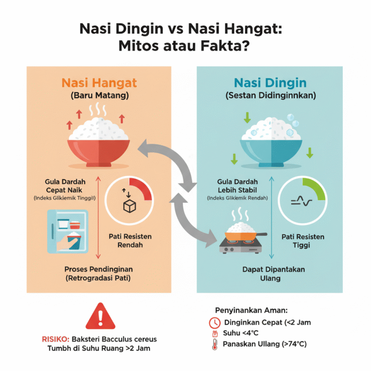 Mitos atau Fakta: Nasi Dingin Lebih Sehat dari Nasi yang Baru Matang?
