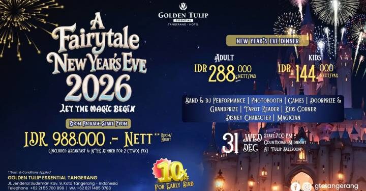 “A Fairytale New Year’s Eve 2026”, Hotel Golden Tulip Essential Siap Bawa Tamu ke Dunia Dongeng di Malam Tahun Baru