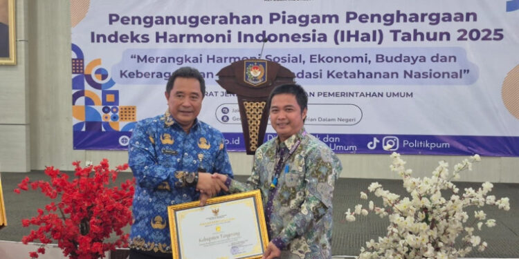 Kabupaten Tangerang Raih Piagam Penghargaan Indeks Harmoni Indonesia 2025